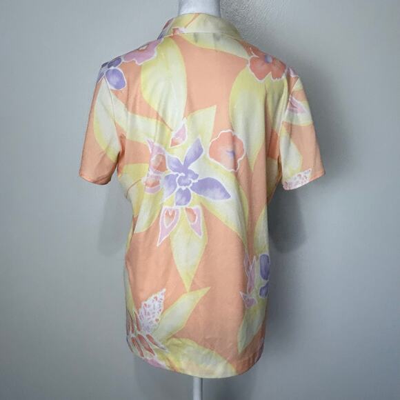 Vera Neumann Vintage Floral Tropical Top Large USA Pastel Hawaiian Top FLAW - Picture 2 of 8